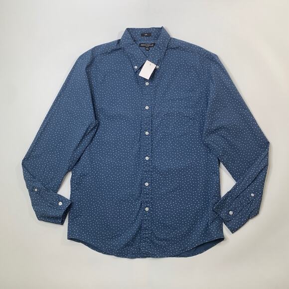 J Crew Shirt Mens Large Chalkboard Blue Slim Fit Mercantile Flex Stretch Cotton - Picture 2 of 10